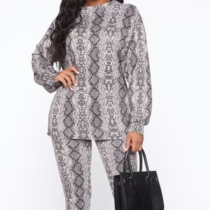 Snake print two piece pant set